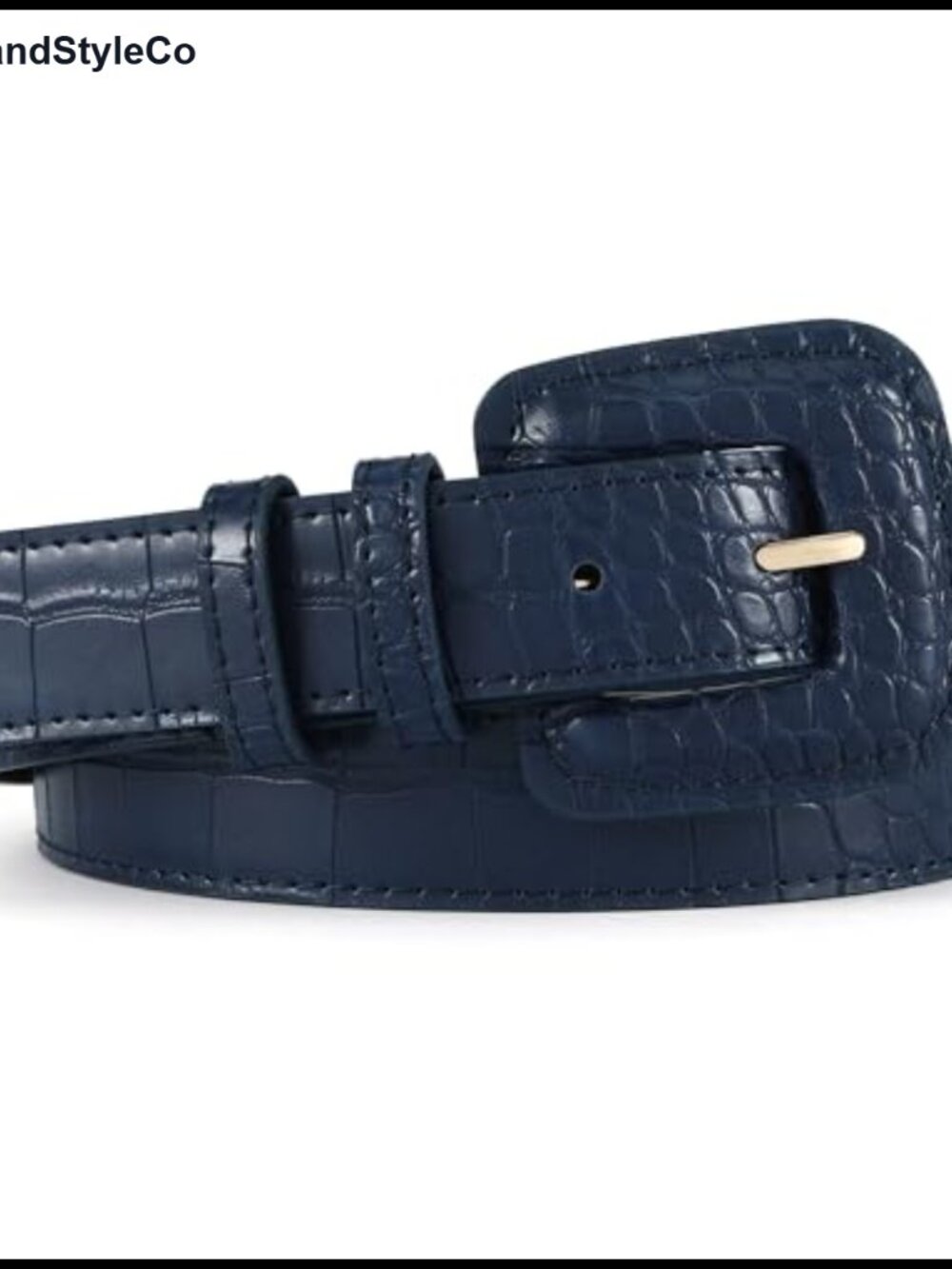 Women's Marble Print Faux Leather Belt Covered Buckle